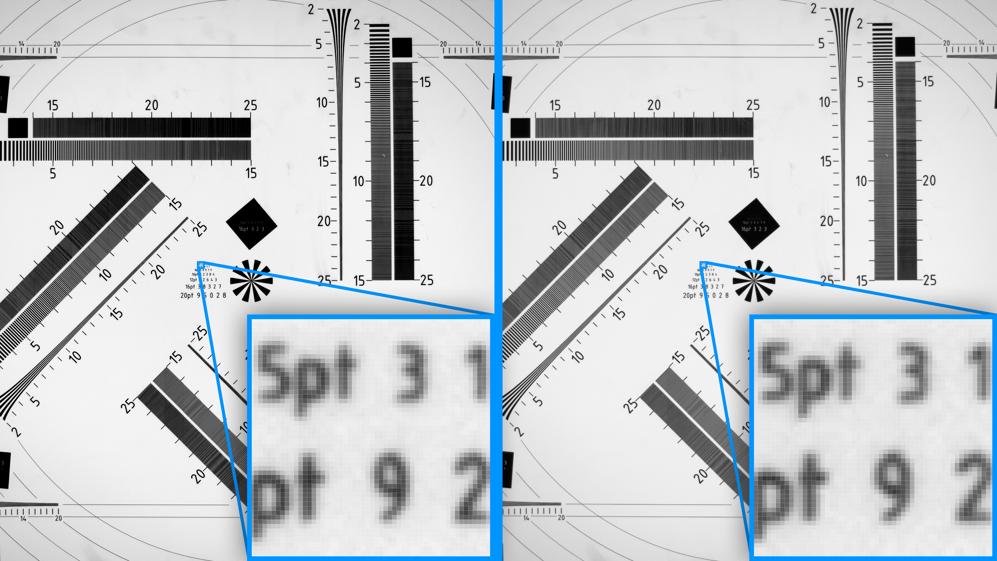 左图是使用知名芯片的相机拍摄，右图是使用Basler相机拍摄。将两者的成像效果进行比较：视场和成像质量均旗鼓相当。