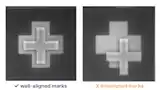 well-aligned vs misaligned wafer marks