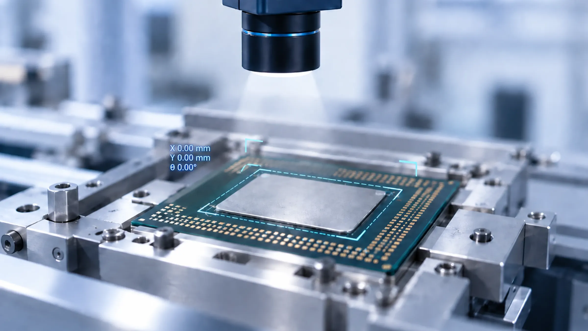 Machine vision enables precise alignment and inspection during Indium TIM and heat spreader assembly for high-performance FCBGA packages