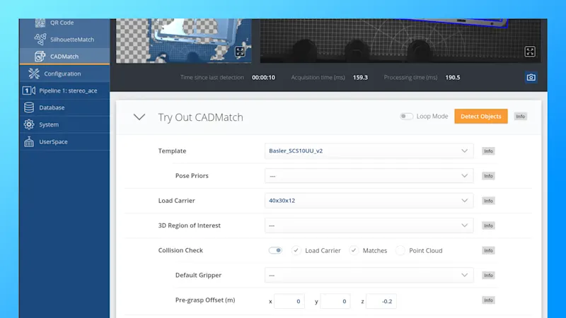 便于进行3D CADMatch模块参数化的用户界面