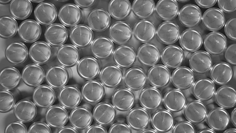 在3米宽的大型传送带上输送的罐子