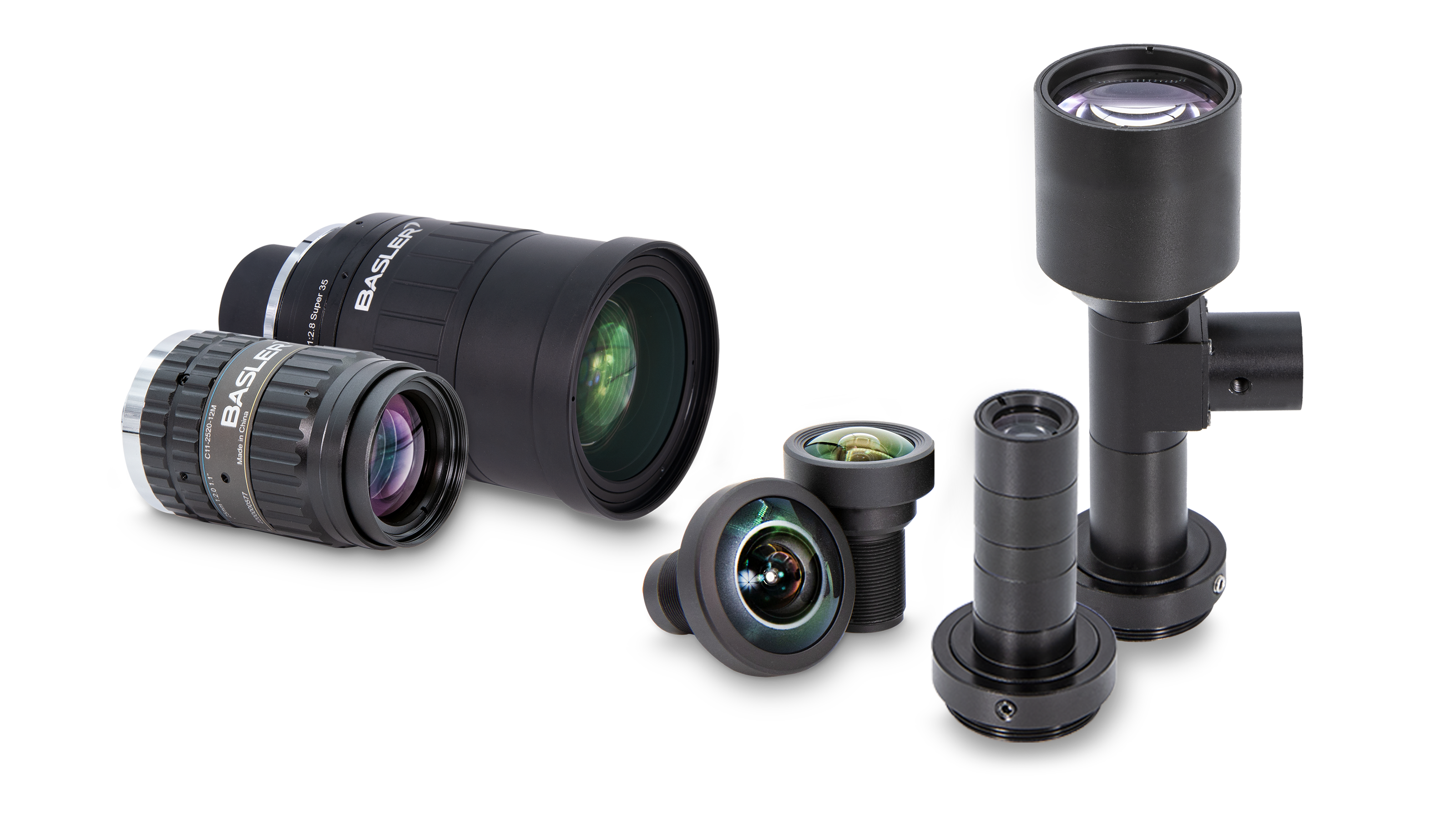 Basler选择丰富的机器视觉镜头产品线中提供的固定焦距镜头和远心镜头
